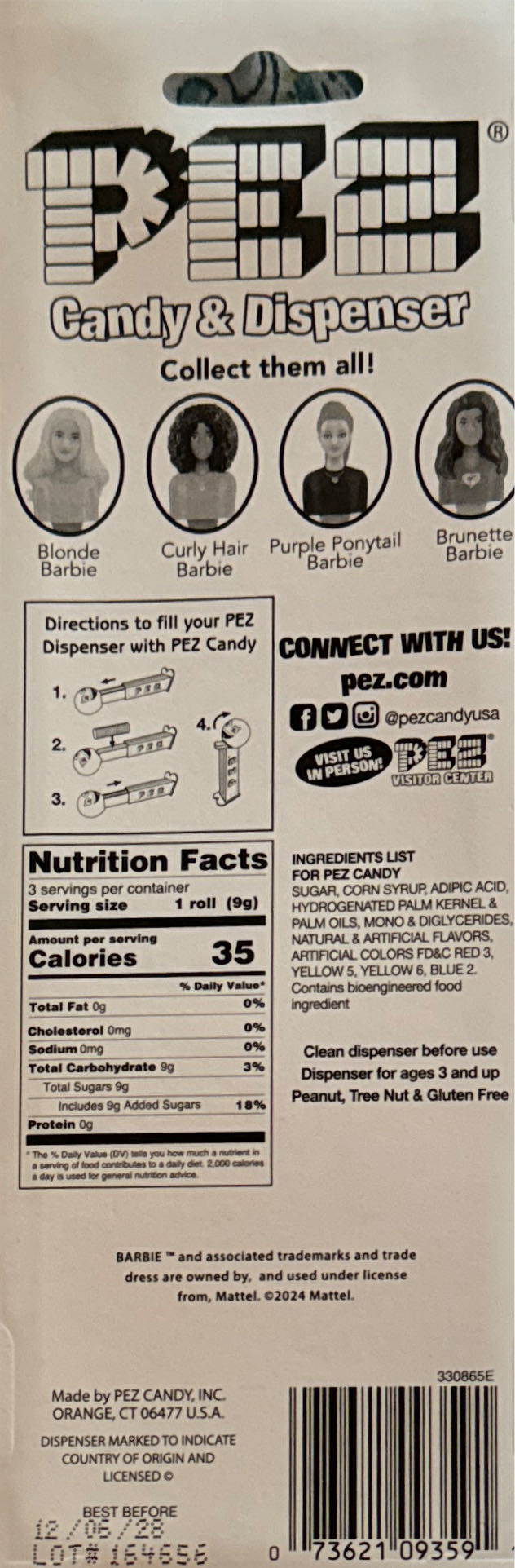 Curly Hair Barbie - Barbie pez collectible [Barcode 073621093591] - Main Image 2