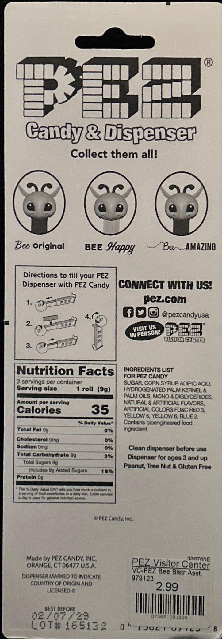 Limited Edition PEZ Bee - Bee Happy  pez collectible [Barcode 073621091238] - Main Image 2