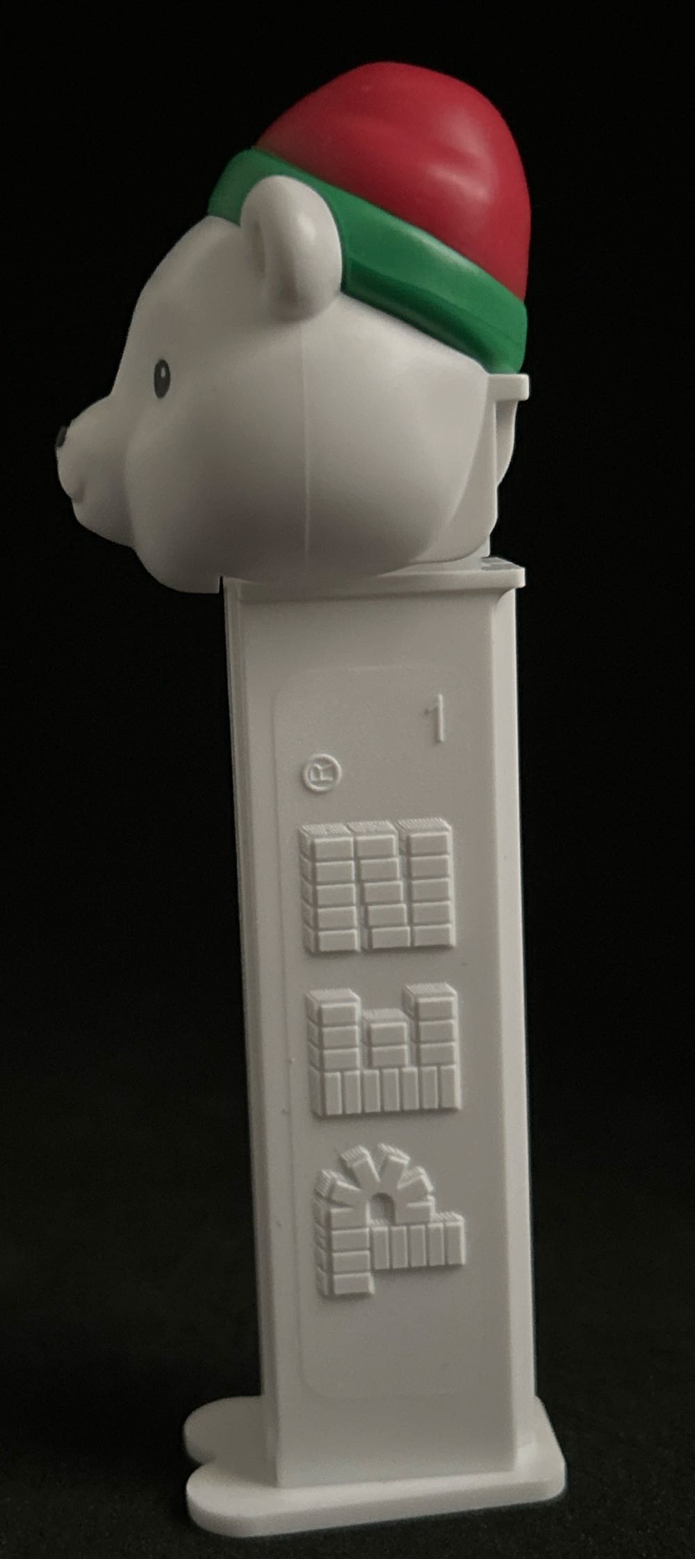 Christmas - Polar Bear, red & green hat, white stem - Seasonal pez collectible [Barcode 073621092334] - Main Image 3