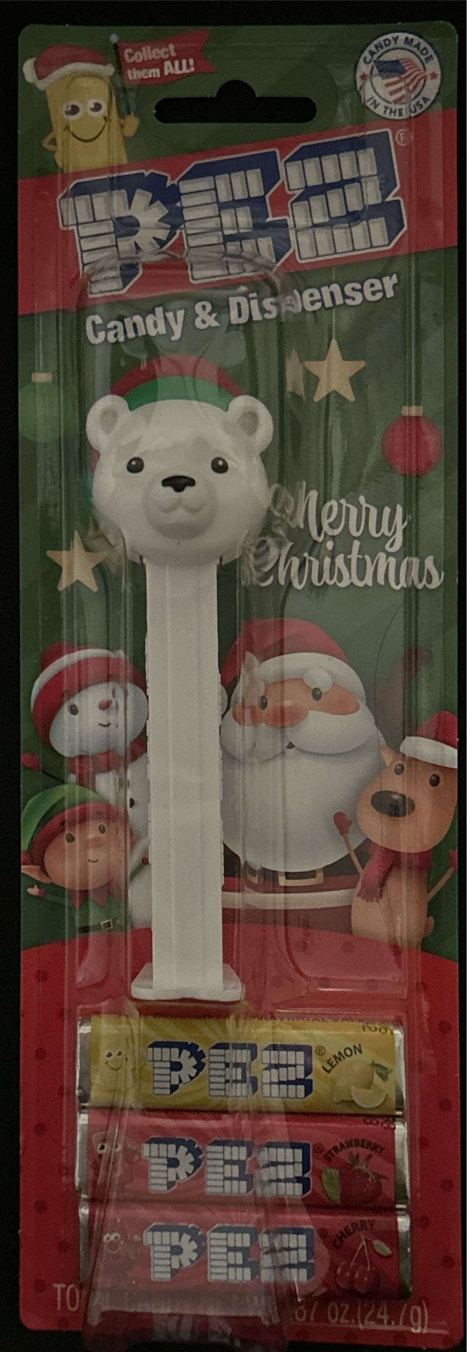 Christmas - Polar Bear, red & green hat, white stem - Seasonal pez collectible [Barcode 073621092334] - Main Image 4