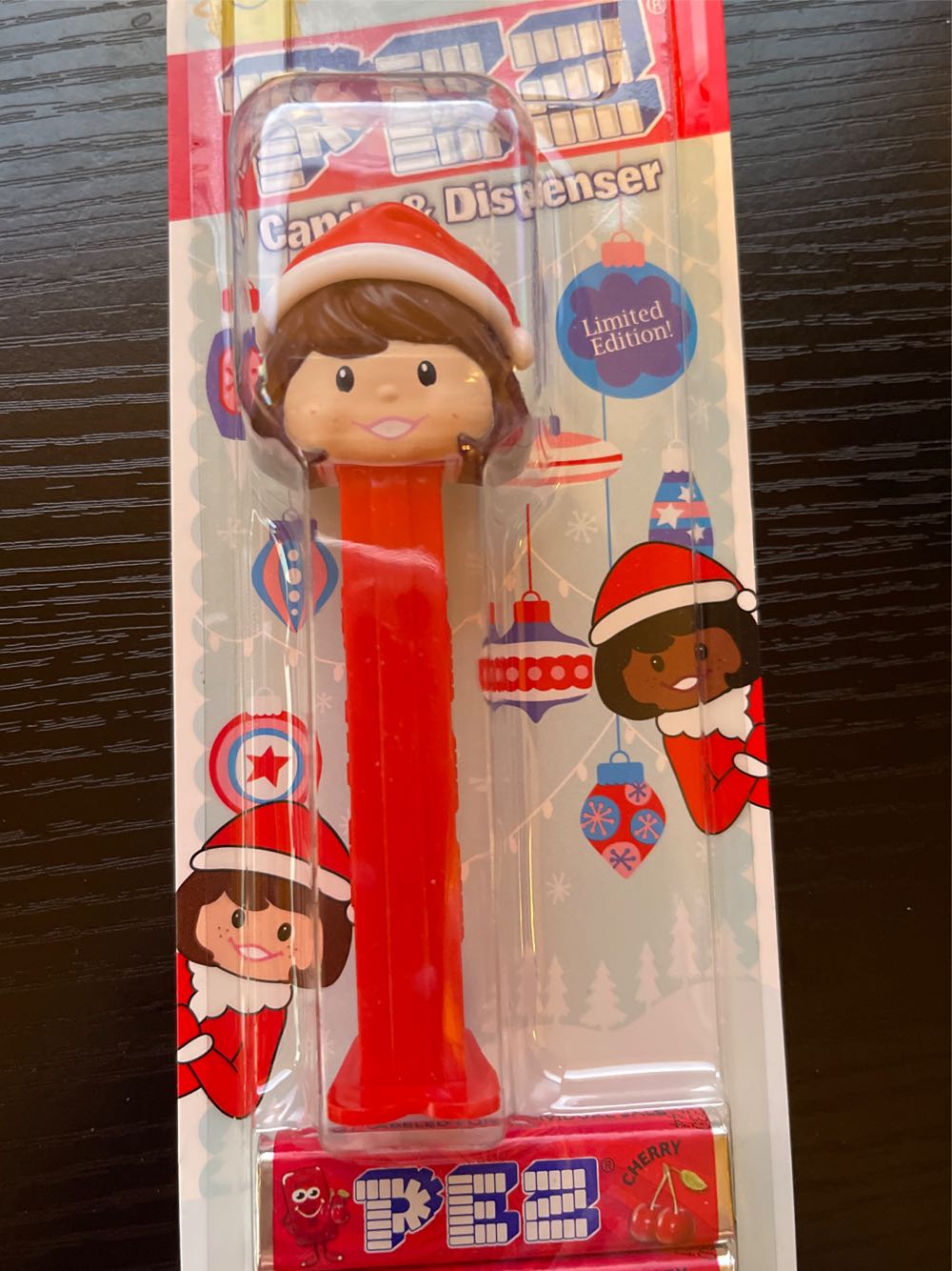 Santa Hat Presenter Girl (Light Skin Tone/Brown Hair) - Pez Presenter Girls pez collectible - Main Image 2