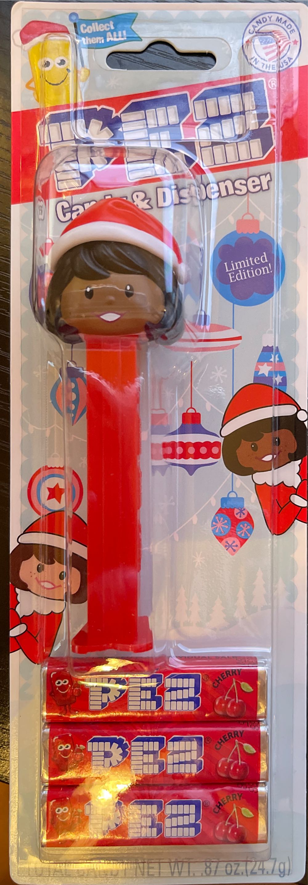 Santa Hat Presenter Girl (Dark Skin Tone/Black Hair) - Pez Presenter Girls pez collectible - Main Image 2