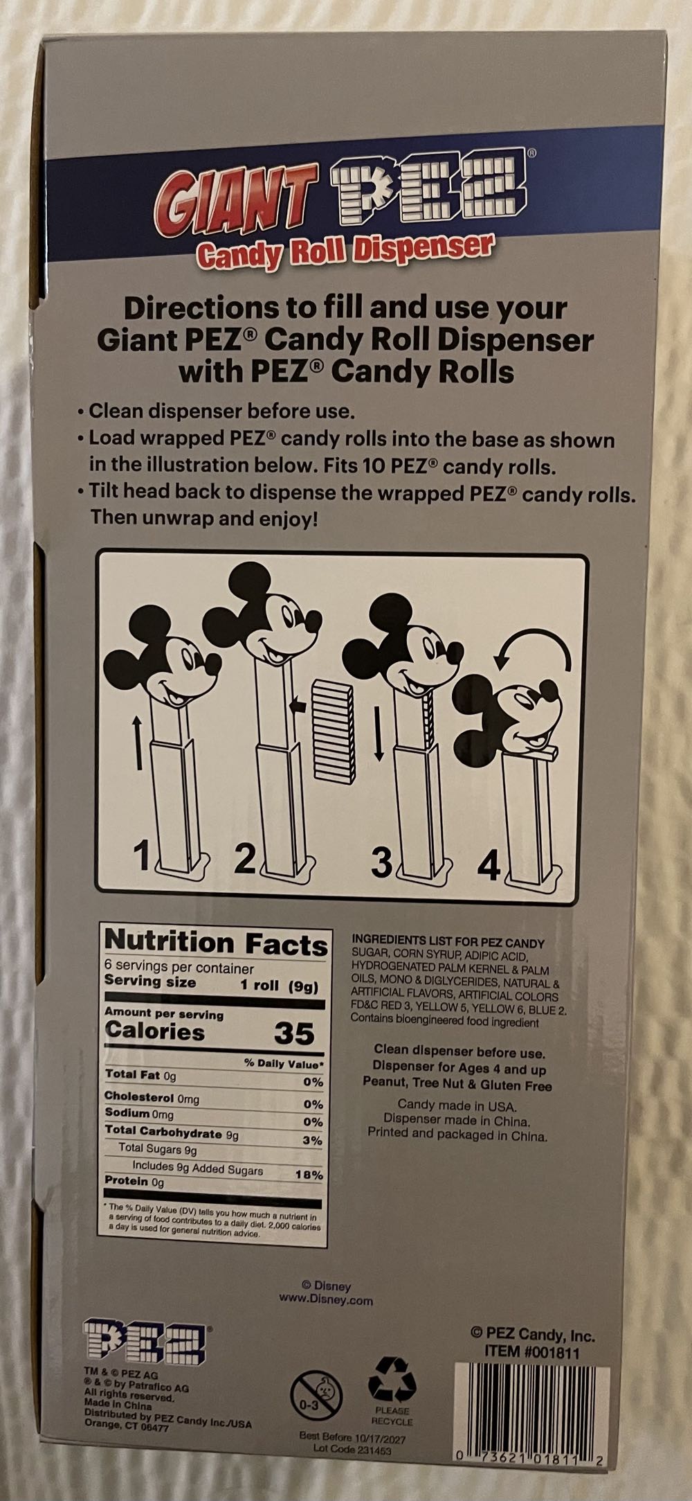 Giant Mickey Mouse Platinum  - Mickey Mouse pez collectible [Barcode 073621018112] - Main Image 2