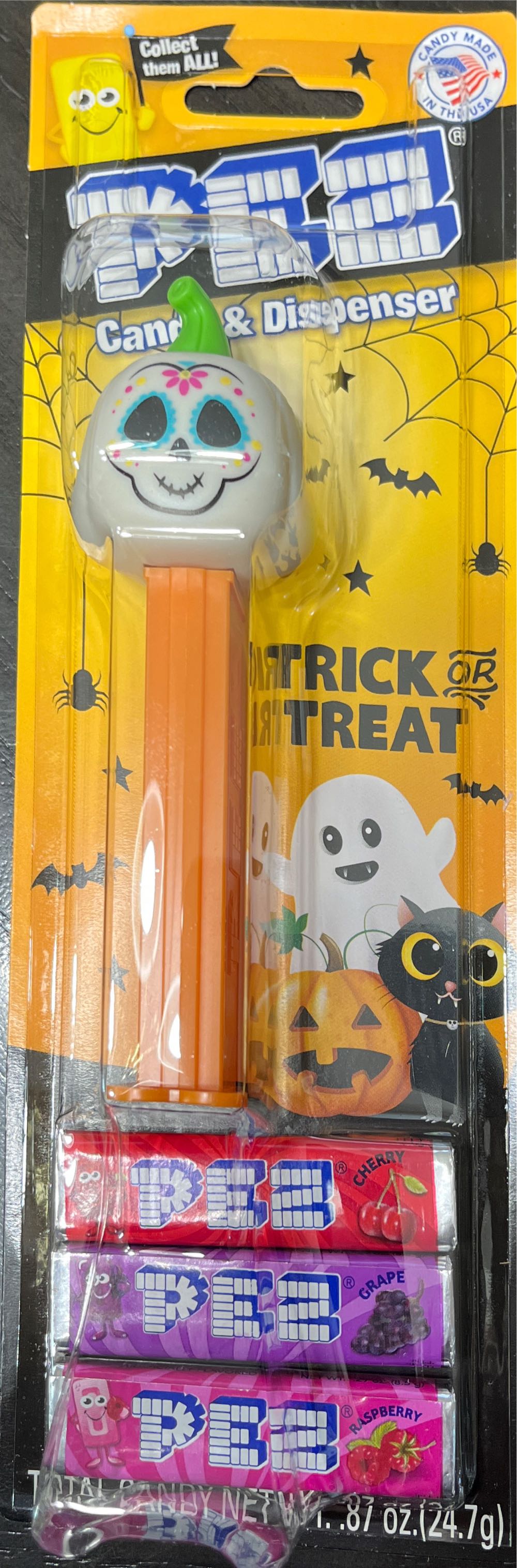Halloween - Day of the Dead Skull, orange stem - Holidays pez collectible - Main Image 2