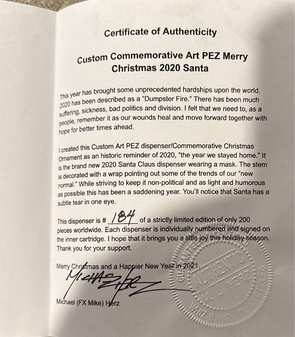 FX Mike - Merry Christmas 2020  pez collectible - Main Image 3