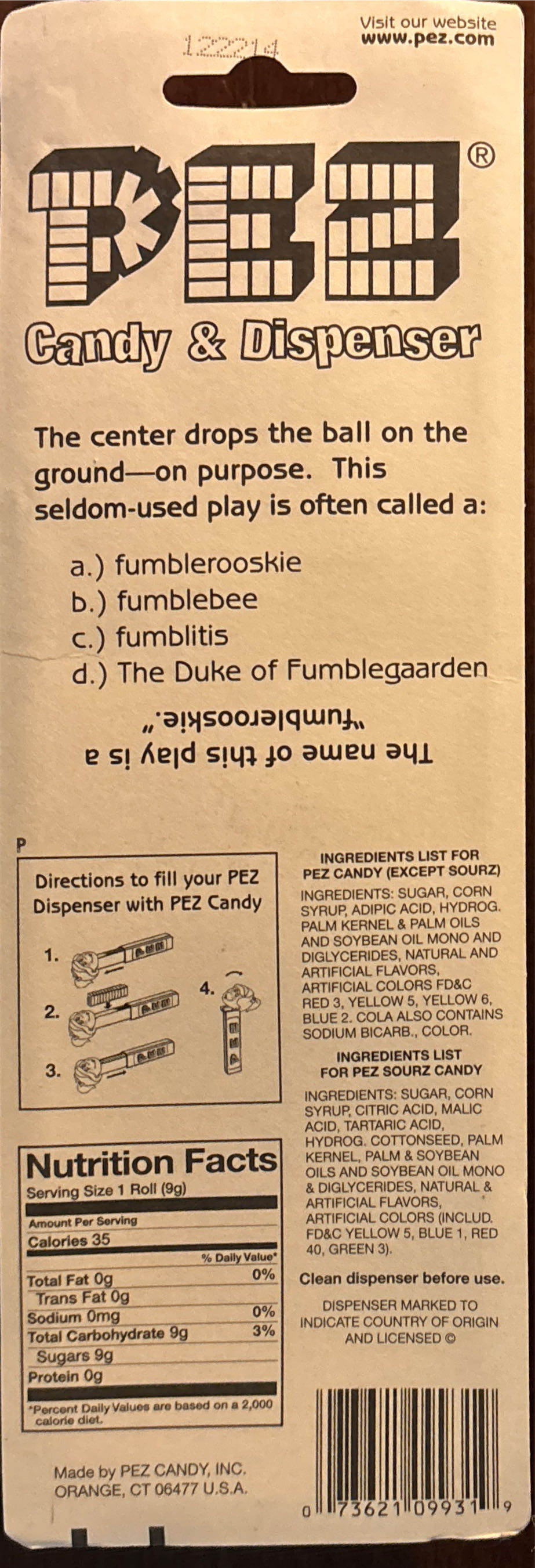 NCAA Basketball - University Of North Carolina “2009 National Champions” - Basketball pez collectible [Barcode 073621099319] - Main Image 2