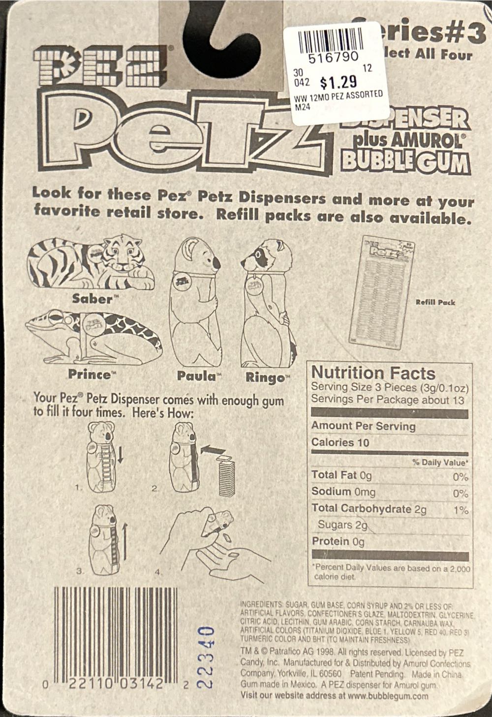 PEZ Petz - “saber” The Tiger - Animals pez collectible [Barcode 022110031422] - Main Image 3