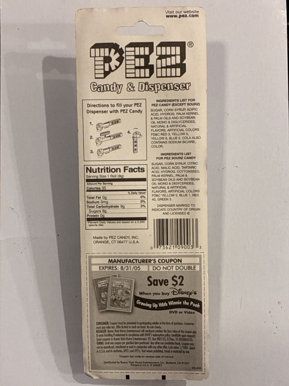 Rue - Disney - Winnie The Pooh pez collectible [Barcode 073621090033] - Main Image 2