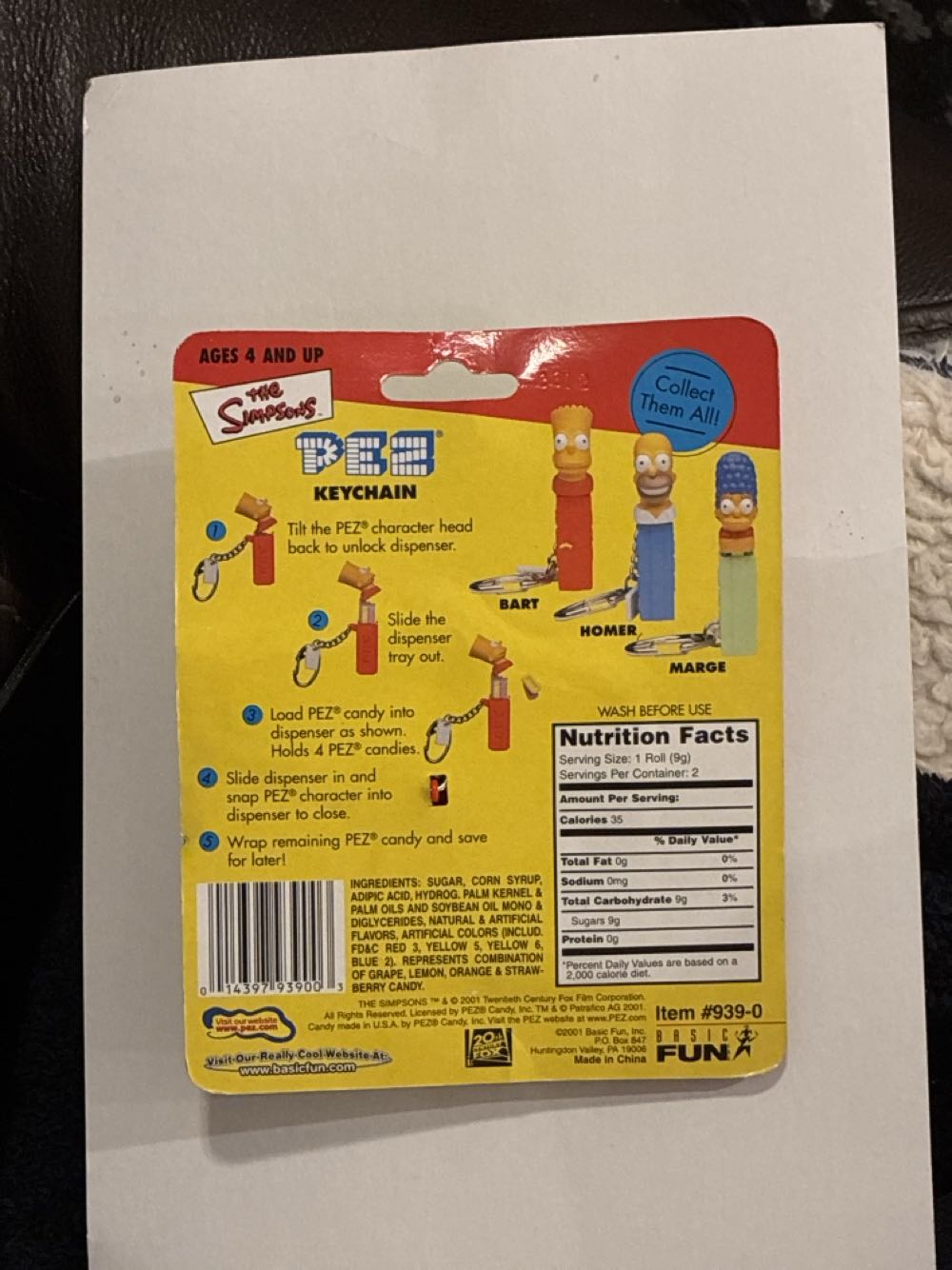 Keychain Bart Simpson - PEZ / novelty candy keychain pez collectible [Barcode 0014397939003] - Main Image 2