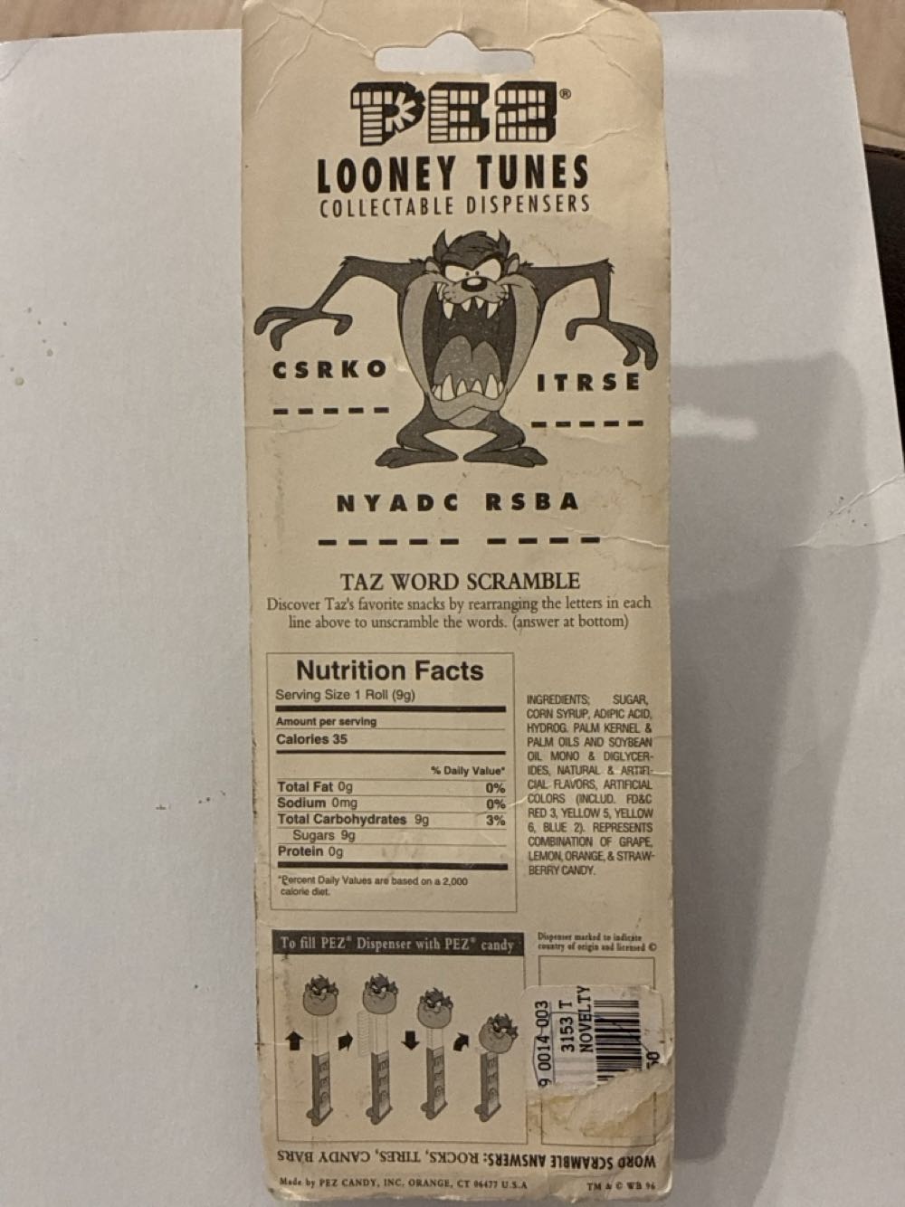 Tasmanian Devil (Taz) - Looney Tunes pez collectible [Barcode 900140033153] - Main Image 2