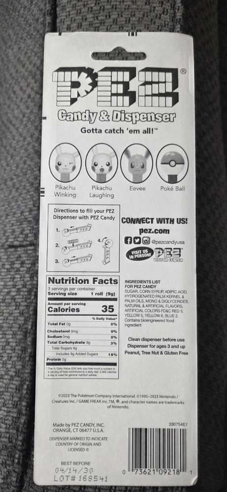 Pokémon - Pikachu Eyes Closed - Pokemon pez collectible [Barcode 073621092181] - Main Image 2