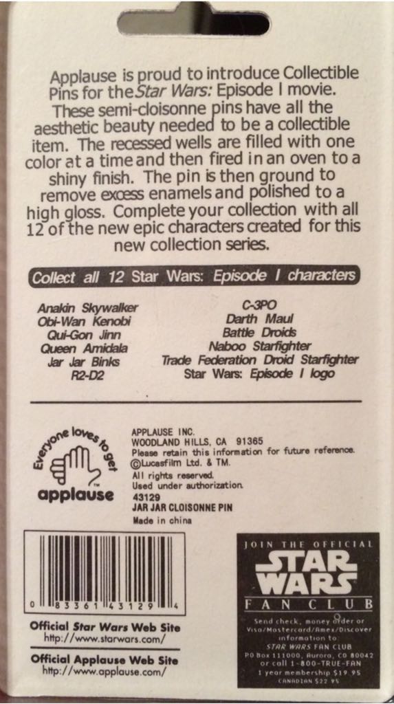 Star Wars Episode I  Collectors Pin 5 Of 12 - Pin pin collectible [Barcode 083361431294] - Main Image 2