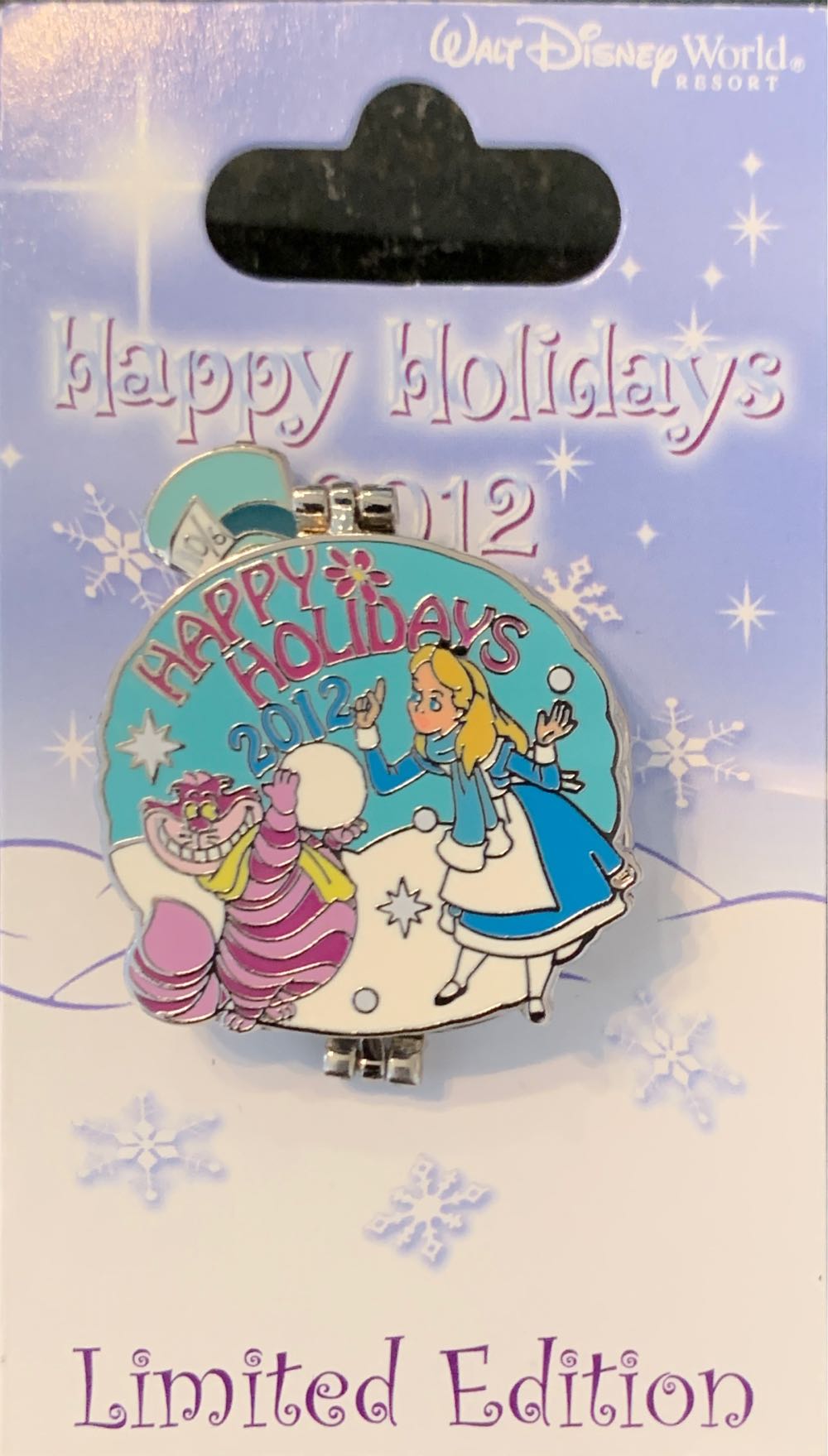 Happy Holidays 2012 Snowman With Alice And Cheshire Cat - Official Pin Trading pin collectible [Barcode 400006935670] - Main Image 2