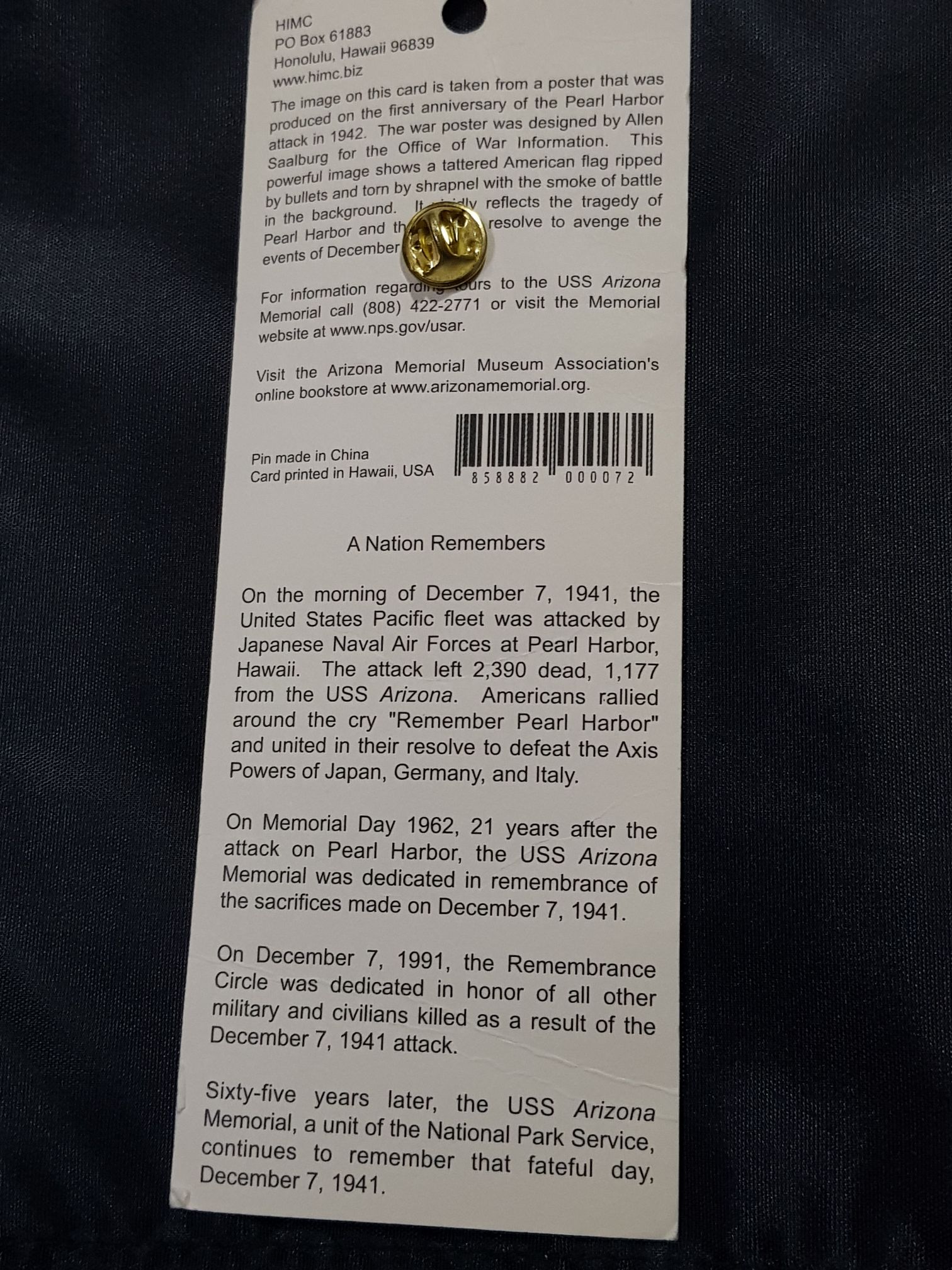 USA 65th Anniversary  pin collectible - Main Image 2