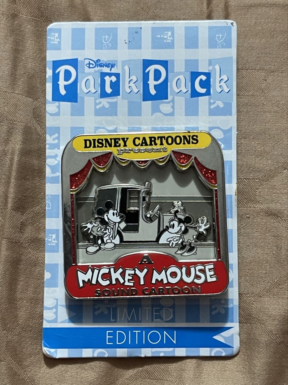 A Mickey Mouse Sound Cartoon #3 (Black And White With Red Curtain Base) Park Pack Series - Disney Store Limited Edition Pin - Rack pin collectible [Barcode 400009457674] - Main Image 2