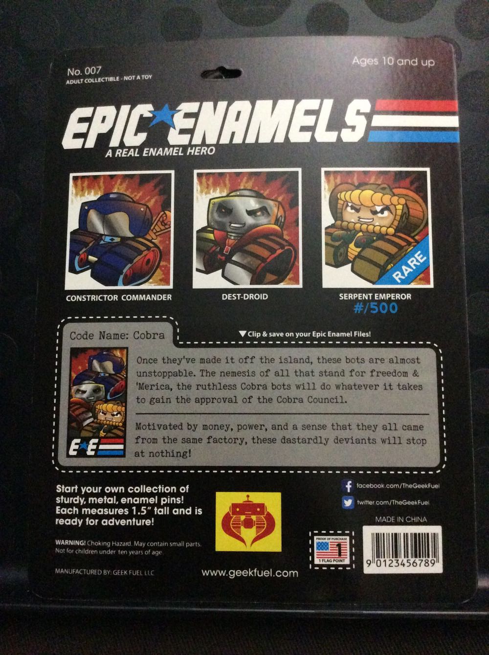 Epic Enamels: Code Name: Cobra - Metal Enamel pin collectible - Main Image 3