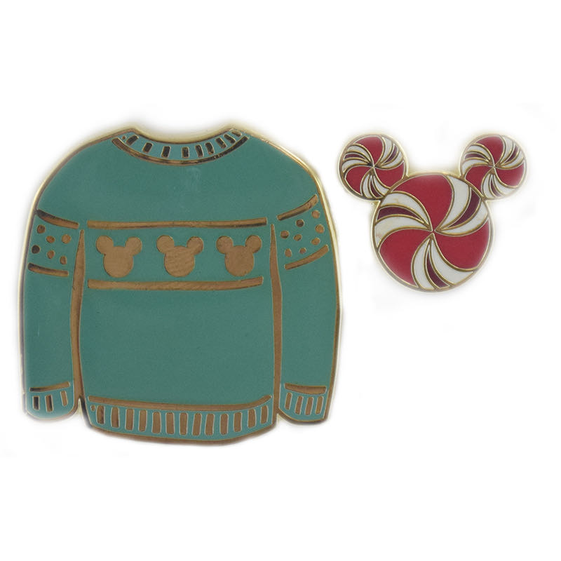Disney 2 Pin Set - 2018 Ugly Sweater 2-Pin Set - Green Sweater - Metal / Enamel pin collectible - Main Image 2