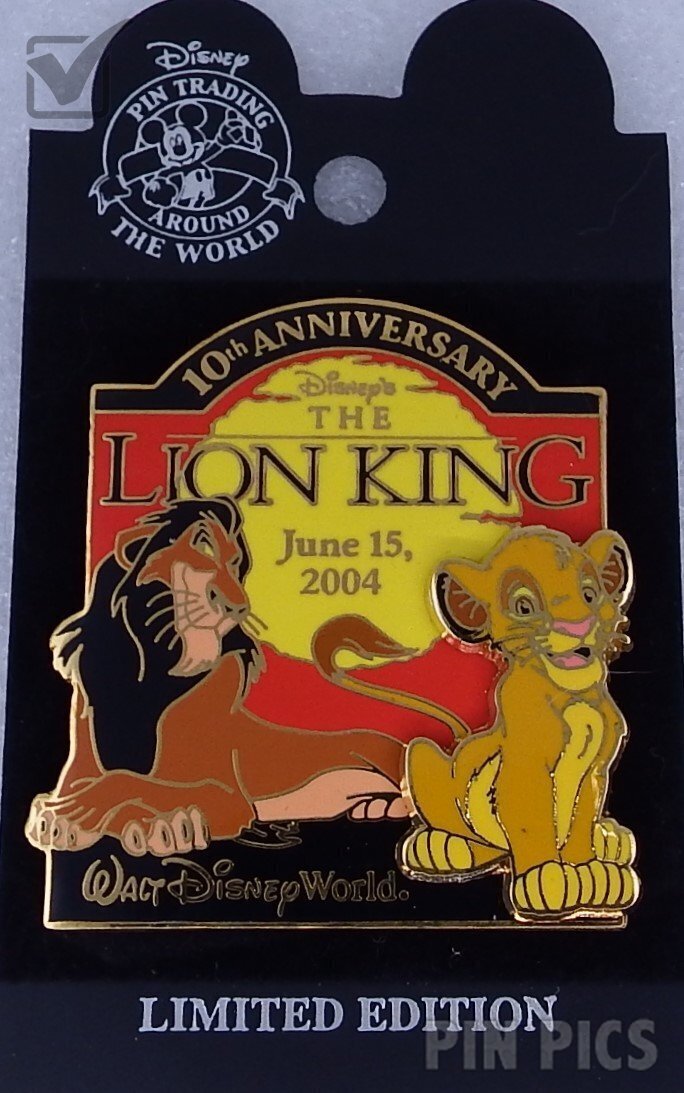 WDW - Simba and Scar - Lion King - 10th Anniversary  pin collectible - Main Image 3