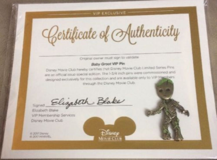 23880 - Disney Movie Club - Exclusive VIP Pin #66 - Baby Groot  pin collectible - Main Image 2