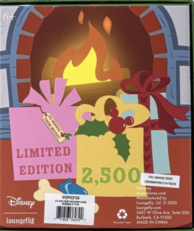 Loungefly Jumbo - Mickey And Minnie Christmas  pin collectible [Barcode 671803360792] - Main Image 4