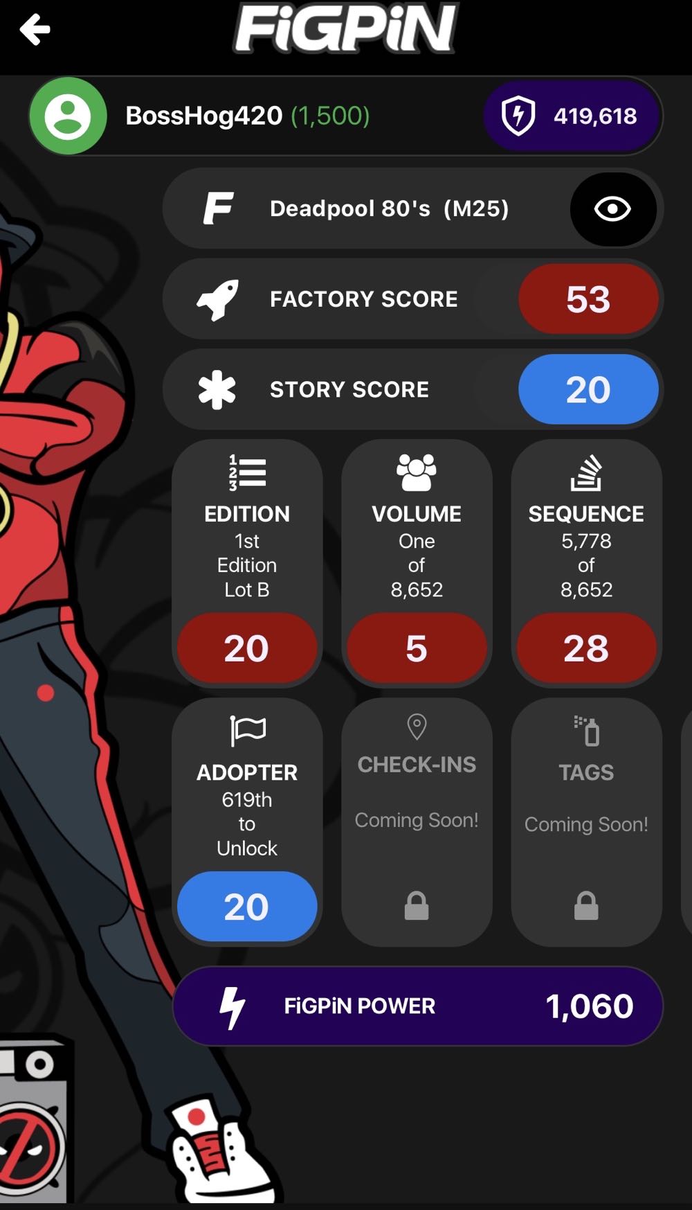 Deadpool 1980s FiGPiN Mini - FiGPiN Mini pin collectible [Barcode 850002644029] - Main Image 4