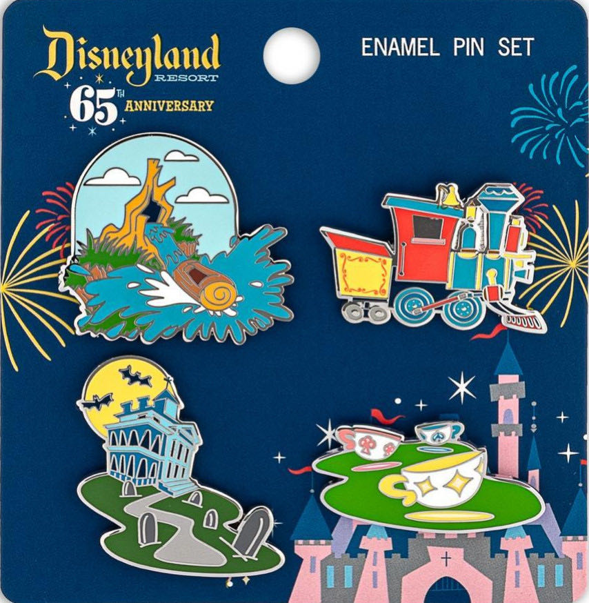 Disneyland 65th Anniversary - Attractions 4 Pin Set - Railroad pin collectible - Main Image 2