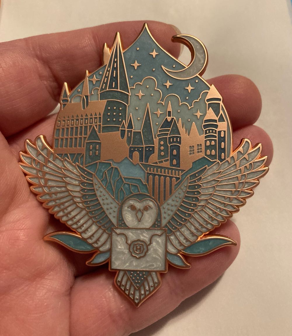 Hogwarts + Owl Pin, Teal and Rose Gold  pin collectible - Main Image 2