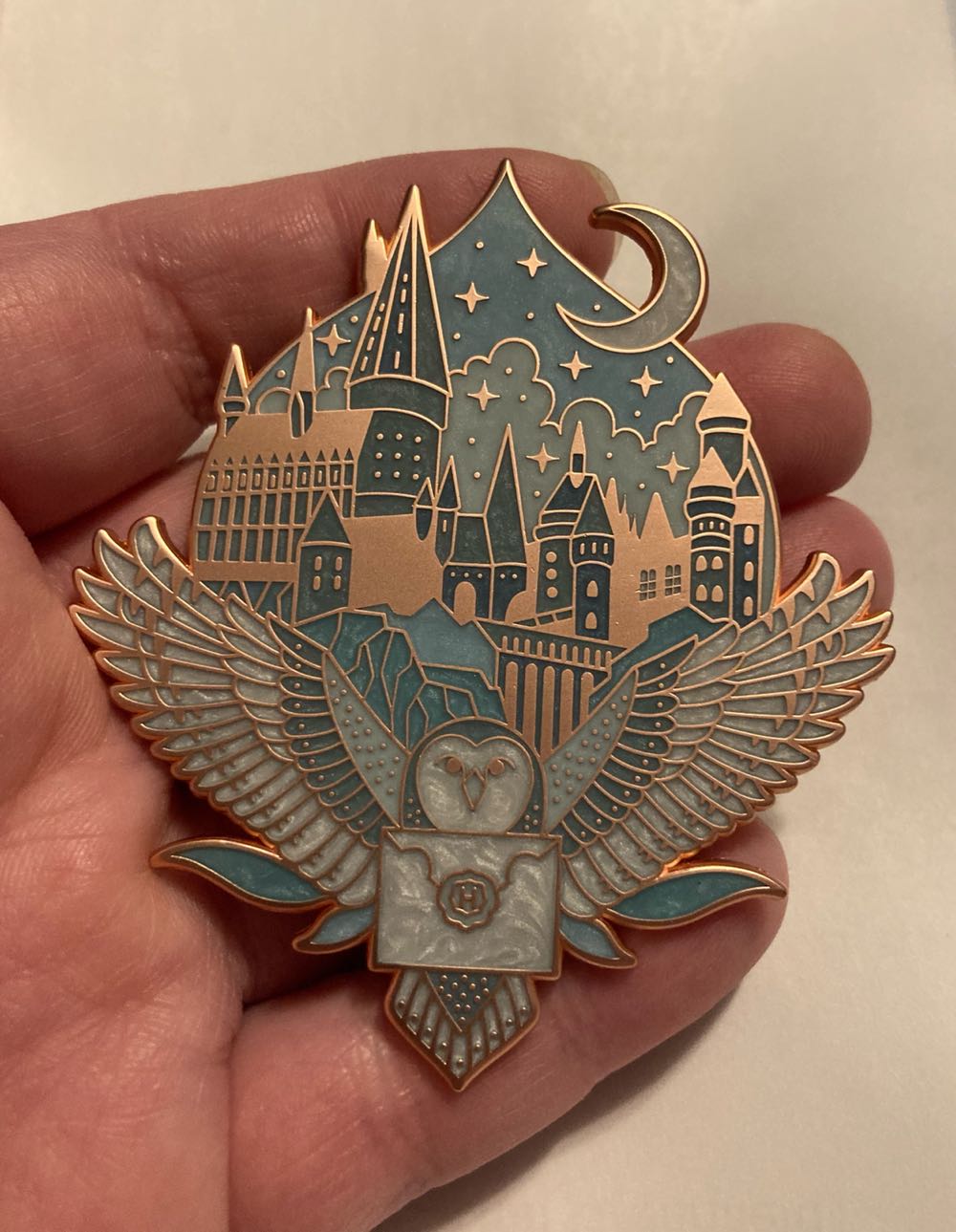 Hogwarts + Owl Pin, Teal and Rose Gold  pin collectible - Main Image 3
