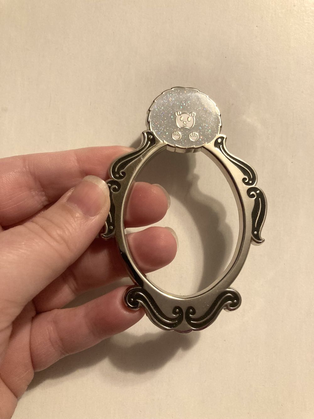 PuffFrame, White Glitter Puff + Silver Frame/Black  pin collectible - Main Image 2