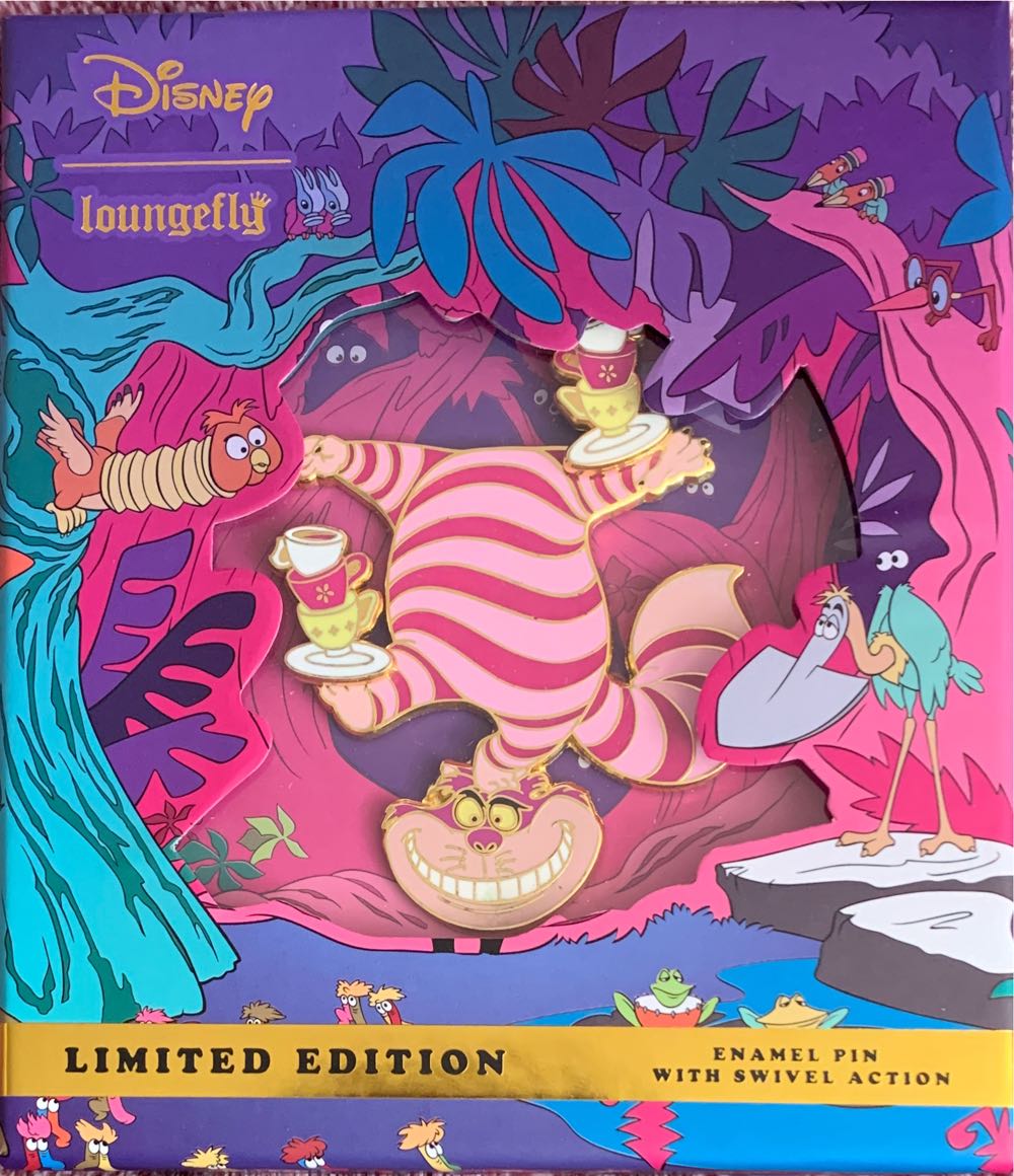 Cheshire Cat Standing On Head, Balancing Teacups - Disney Loungefly pin collectible [Barcode 671803359956] - Main Image 2