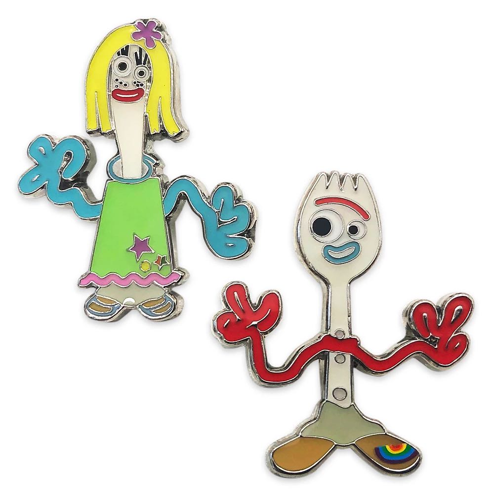Forky and Karen Beverly Flair Pin Set – Toy Story 4 - Enameled cloisonné with print elements Nickel finish pin collectible - Main Image 2