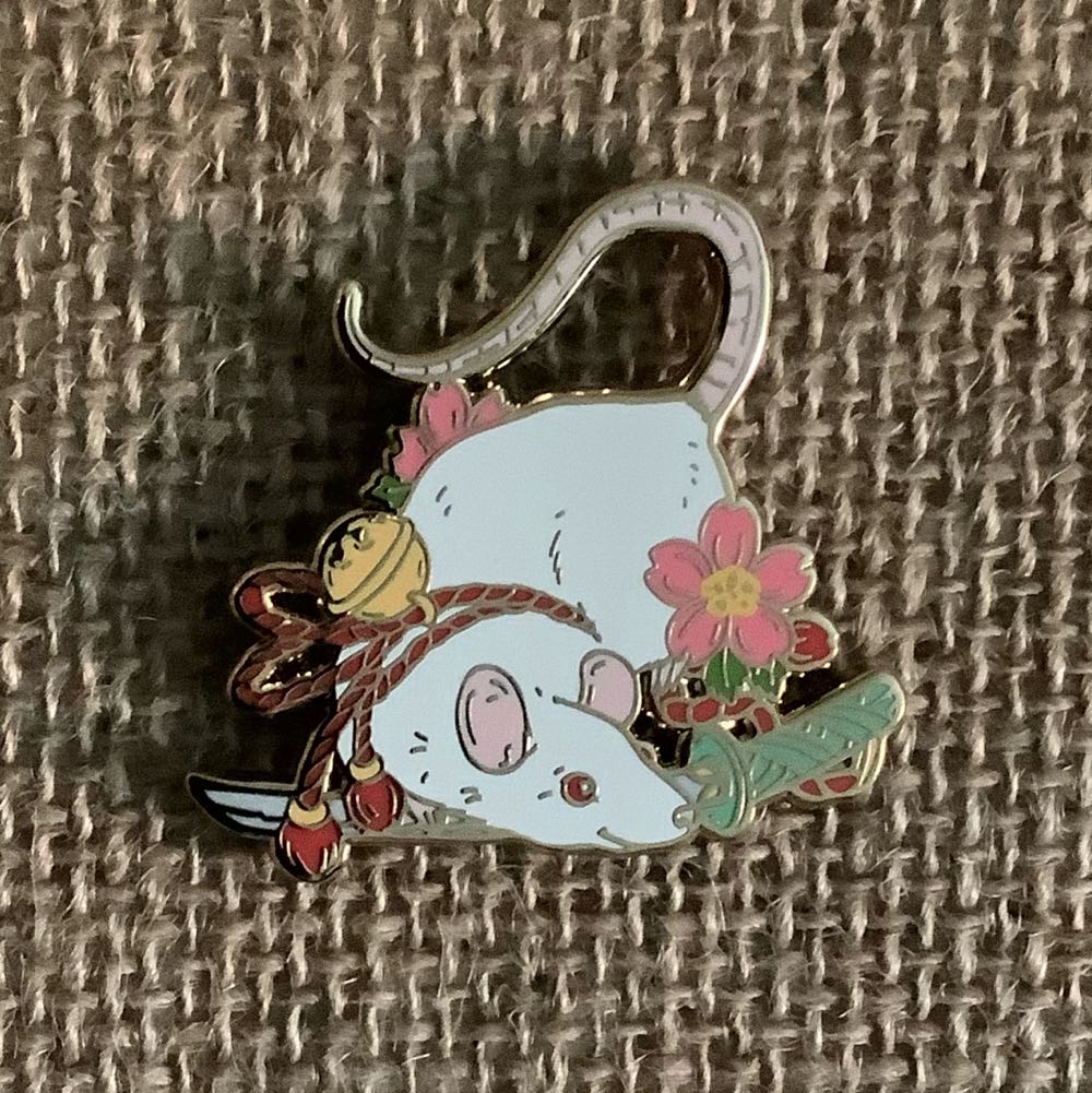 Cherry Blossom Mouse - May 2021 (White) - Hard Enamel pin collectible - Main Image 1
