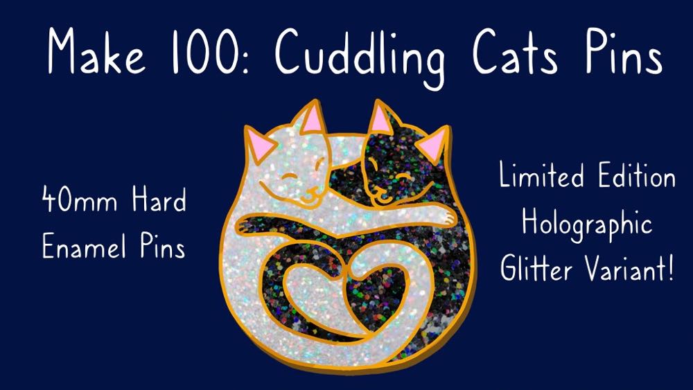 Cuddling Cats (Glitter) - Hard Enamel pin collectible - Main Image 2