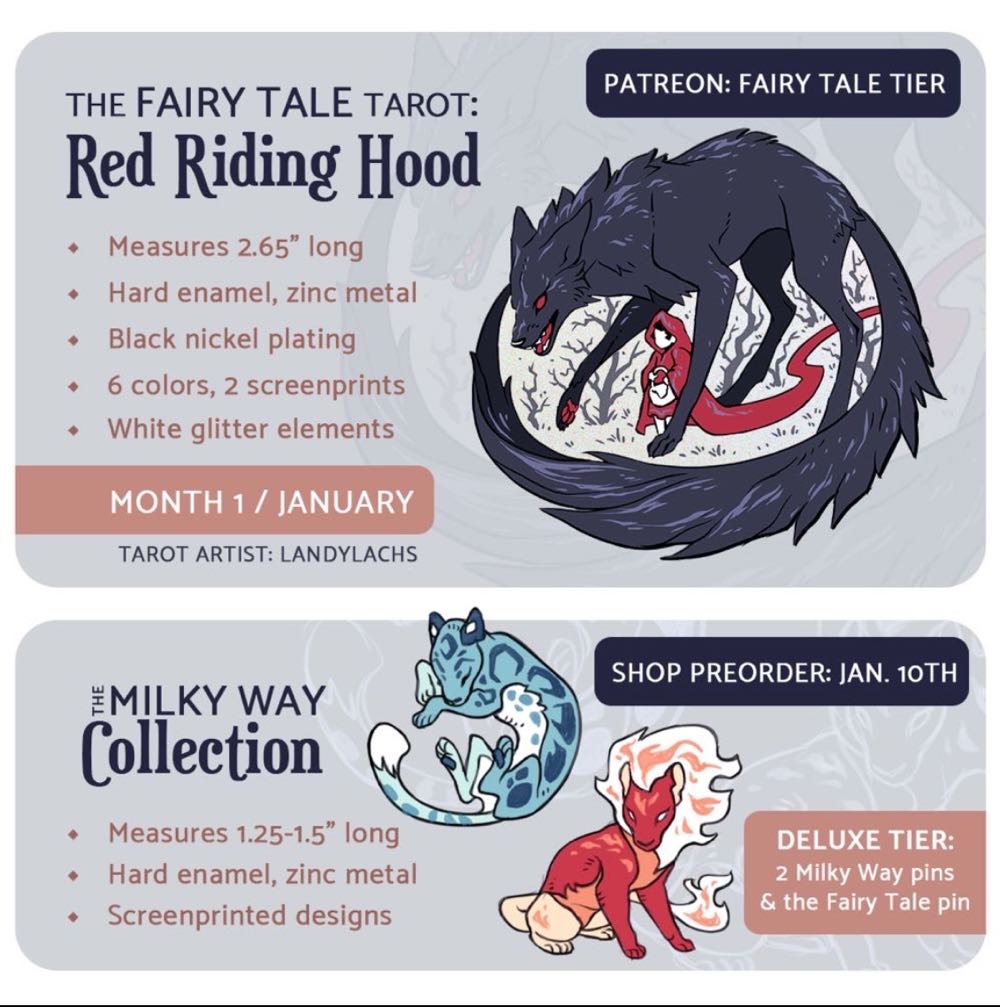 Fairy Tale Tarot: Red Riding Hood - Hard Enamel And Screenprint pin collectible - Main Image 2