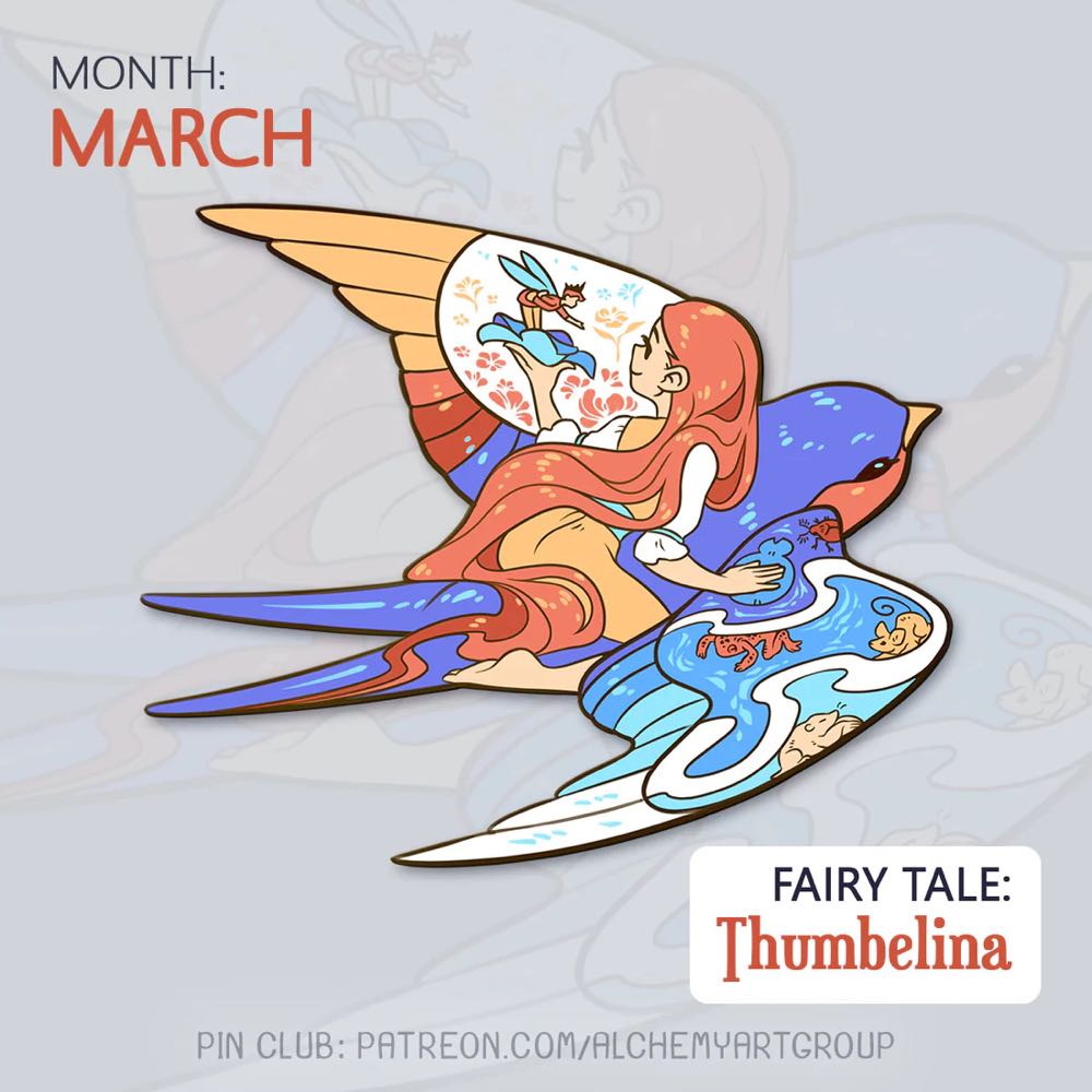 Fairy Tale Tarot: Thumbelina - Hard Enamel And Screenprint pin collectible - Main Image 3