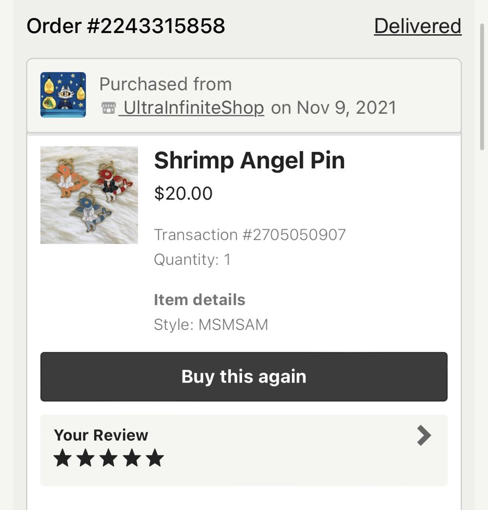 Angelology: Shrimp Angel (Orange) - Hard Enamel pin collectible - Main Image 2