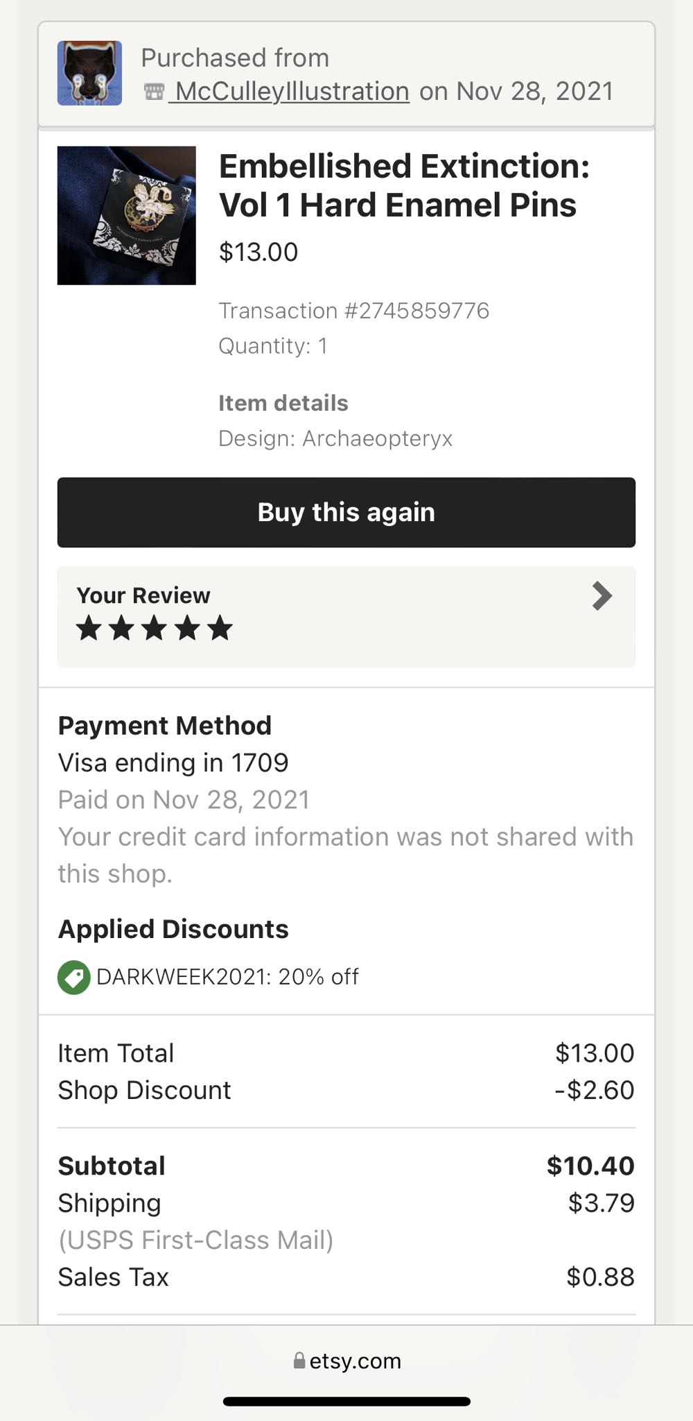 Embellished Extinction: Archaeopteryx - Hard Enamel pin collectible - Main Image 2