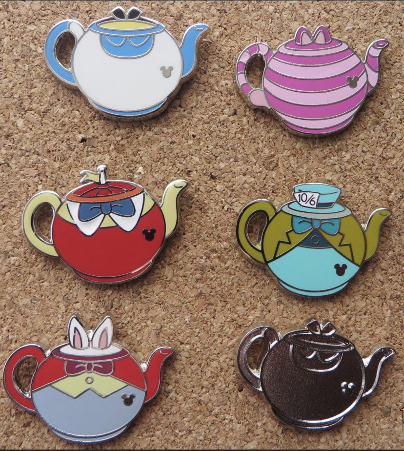 Alice In Wonderland Teapot - Set Of 6  pin collectible - Main Image 2