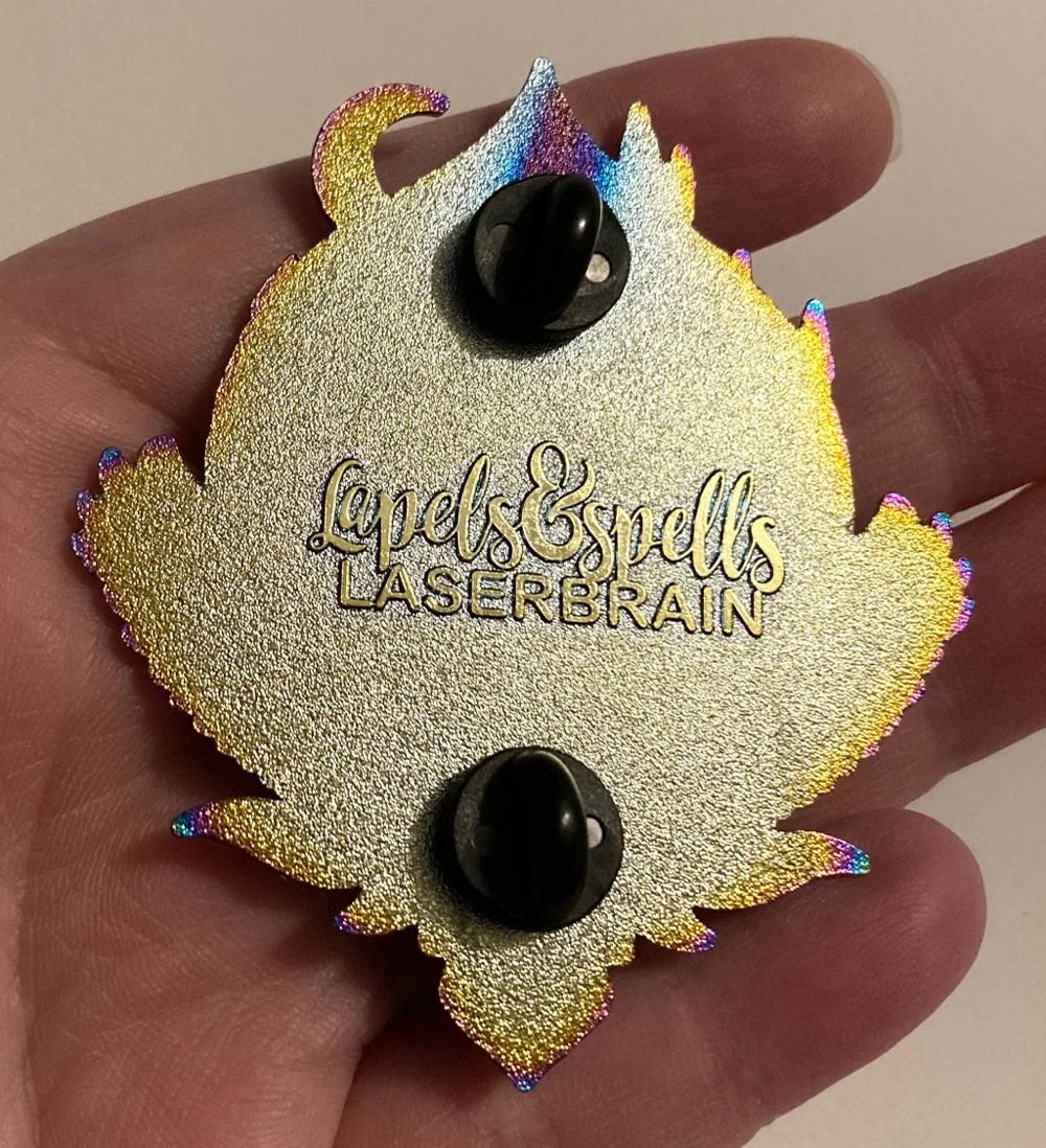 Hogwarts + Owl Pin, Rainbow Metal with Teal Swirl  pin collectible - Main Image 4