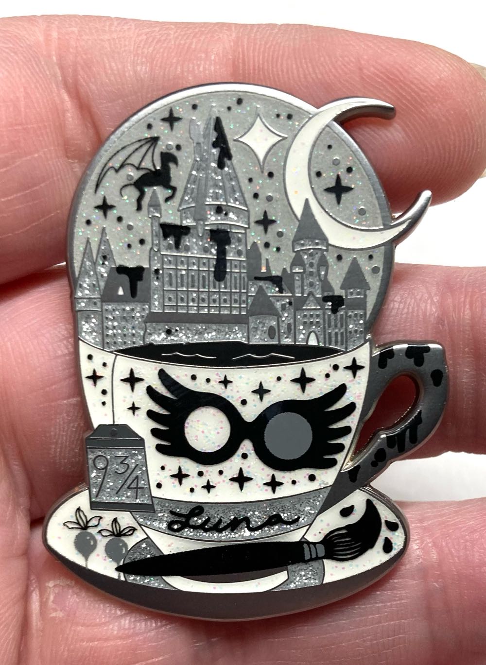 Teacup, Luna (Silver, Black & White)  pin collectible - Main Image 3