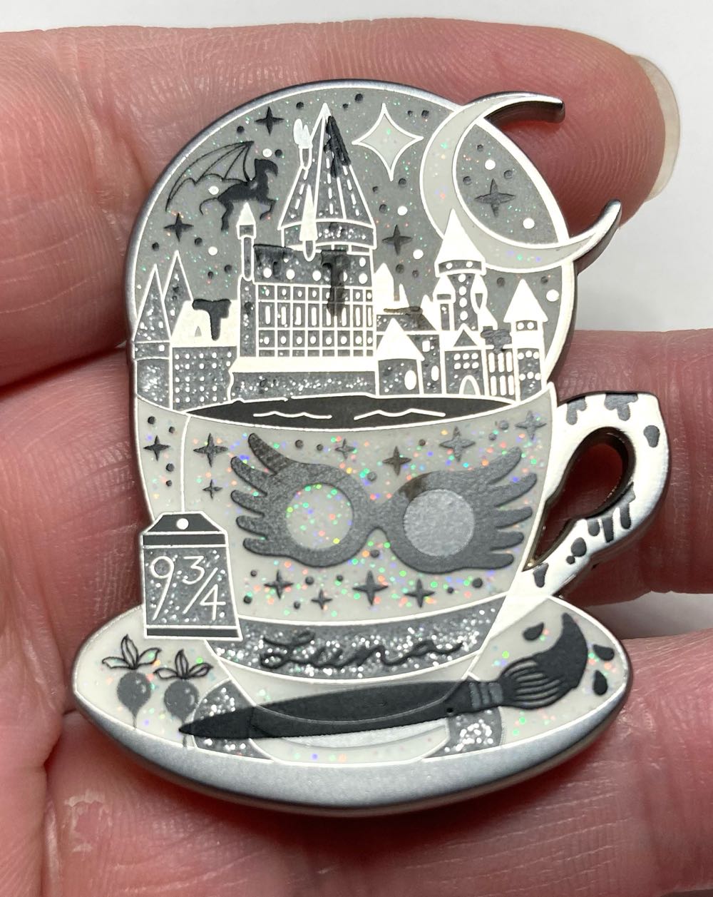 Teacup, Luna (Silver, Black & White)  pin collectible - Main Image 4