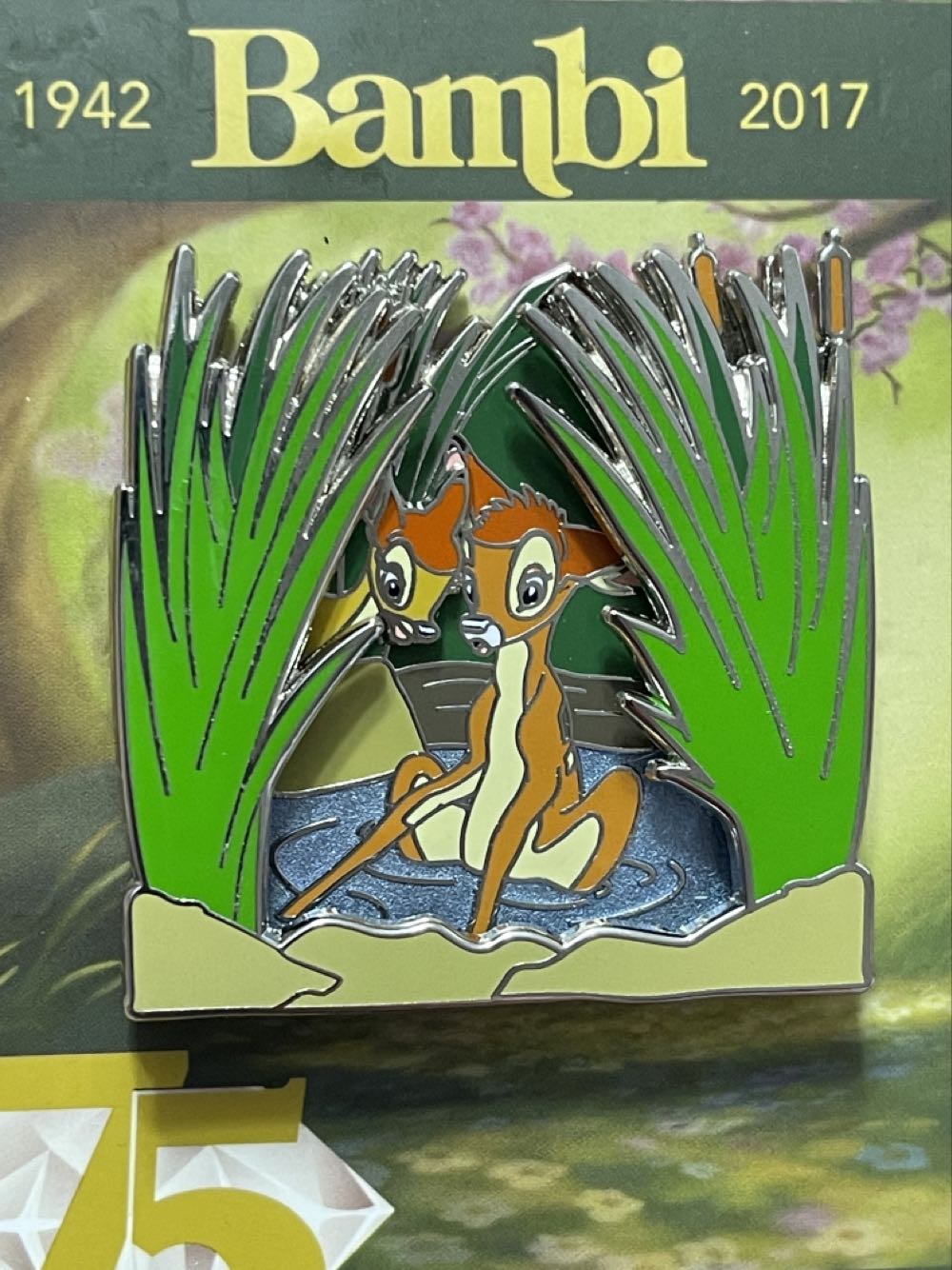 Bambi 75th Anniversary (Featuring Bambi And Faline In The Reeds) - Disney Parks Limited Edition Pin - Rack pin collectible [Barcode 400020267252] - Main Image 2