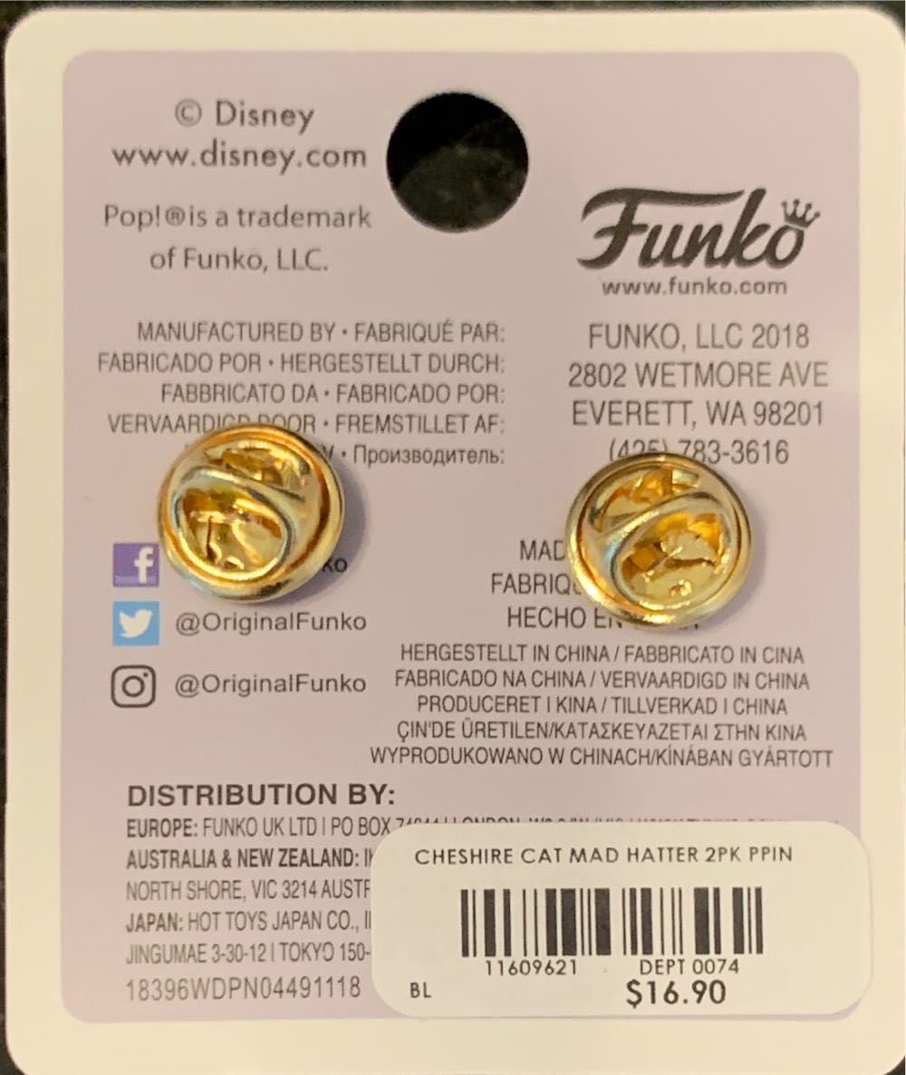 Cheshire Cat & Mad Hatter Pop Pin Set - Funko Pop! Pin pin collectible [Barcode 11609621] - Main Image 2