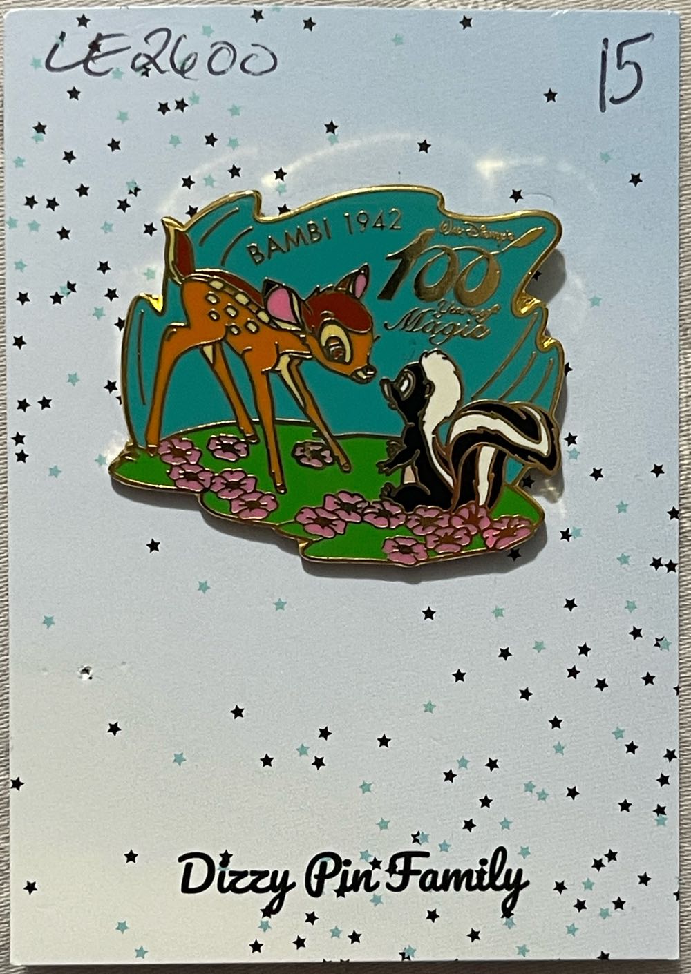 Bambi And Flower “100 Years Of Magic” - Mickey And Pals Japan Store Limited Edition Disney Pin - Rack pin collectible [Barcode 4903329129413] - Main Image 3