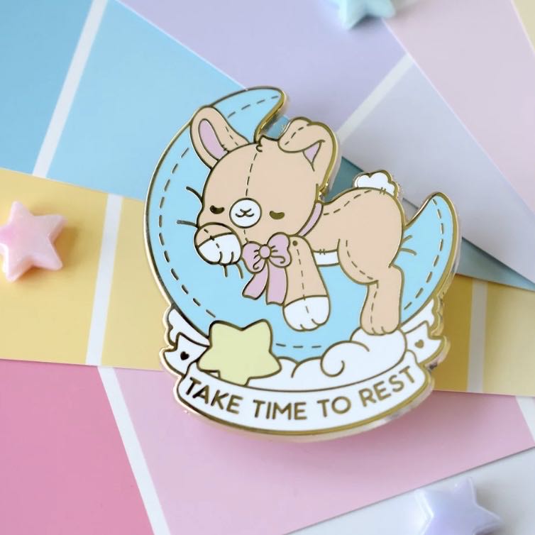 Sleeping Moon Bunny - Enamel pin collectible - Main Image 2