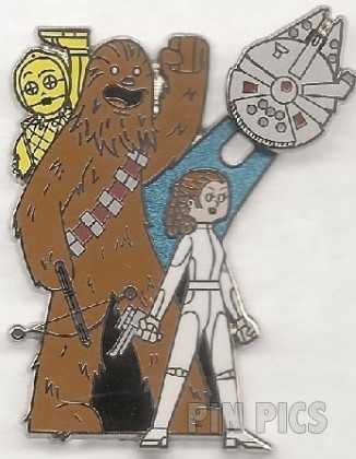 Chewbacca, Princess Leia and C3PO - Millennium Falcom - Empire Strikes Back - Star Wars  pin collectible [Barcode 466042853286] - Main Image 2