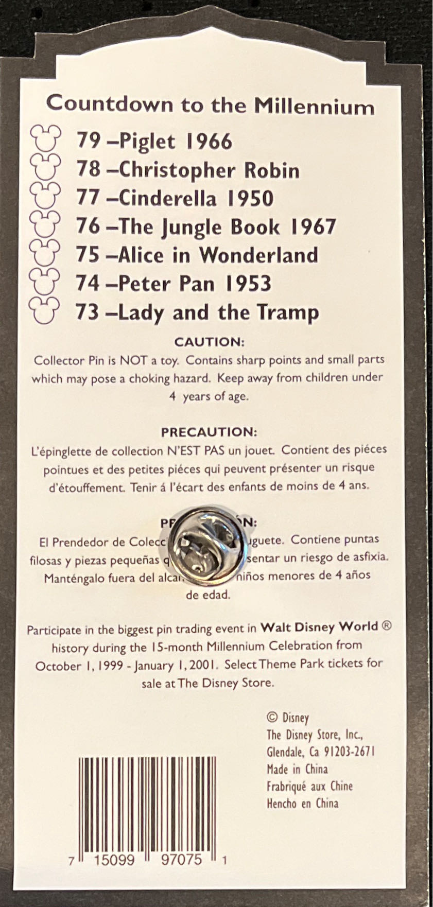 Countdown Millennium 2000: Alice Wonderland 1951 - Countdown to the Millennium pin collectible [Barcode 715099970751] - Main Image 2