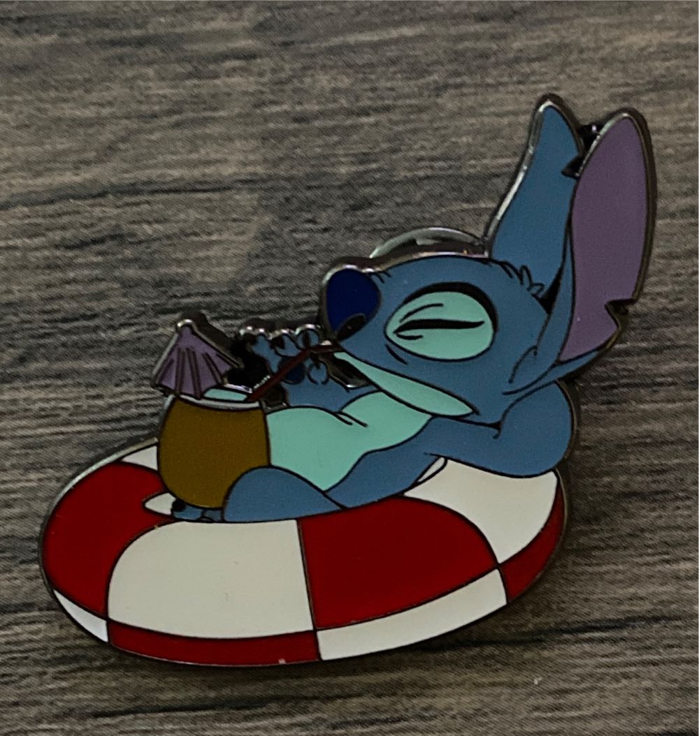 Stitch Floating On Inner Tube Coconut Drink  pin collectible - Main Image 1