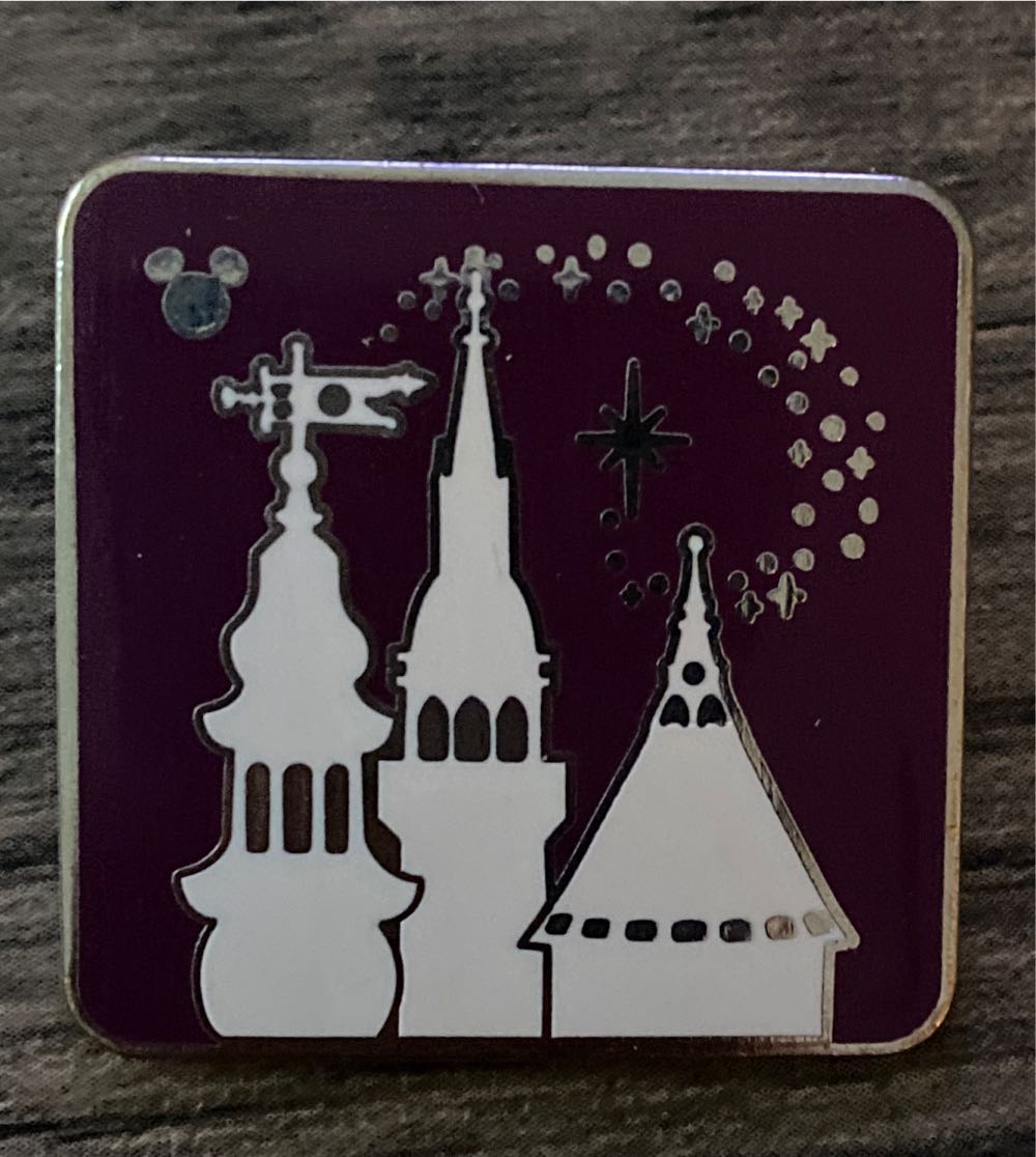 Maroon Square Castle Spires Hidden Mickey  pin collectible - Main Image 1