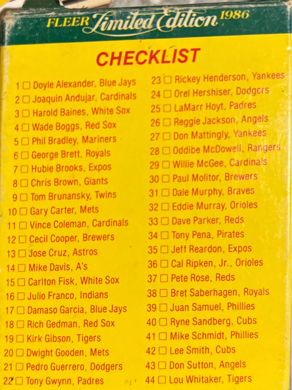 Fleer Limited Edition Baseball Super Stars 44 Card ...  pin collectible [Barcode 041199006466] - Main Image 2